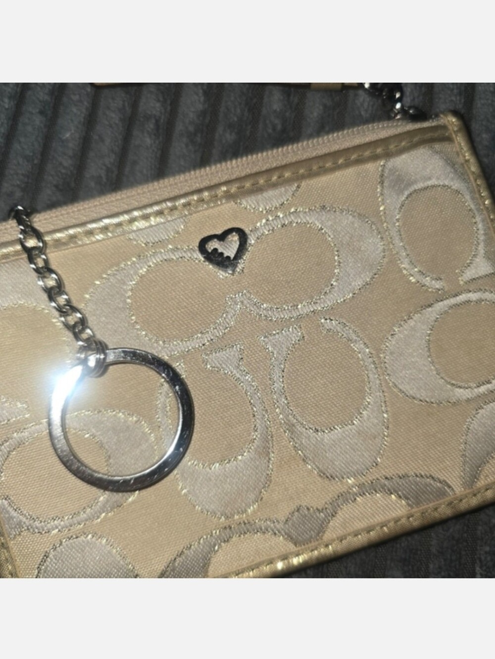 Rare Coach Poppy Signature C Zip Card Holder w/Fob GUC - Picture 6 of 8